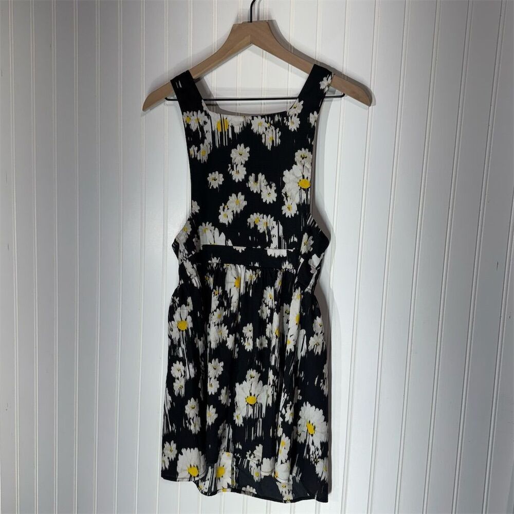 Wet Seal Daisy‎ Floral Mini Dress Y2K Black White Yellow Sleeveless Zip Back S
